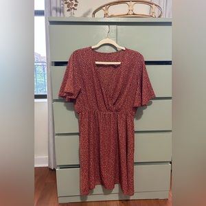 Red V Neck Dress